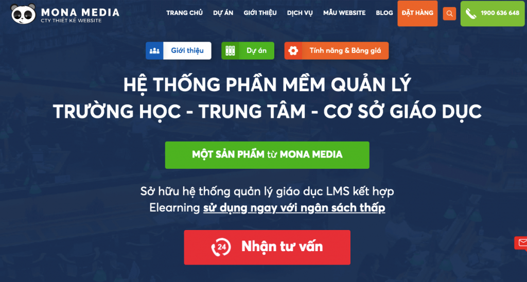 Web app - Phần mềm quản lý trung tâm ngoại ngữ, tiếng anh Mona eLMS