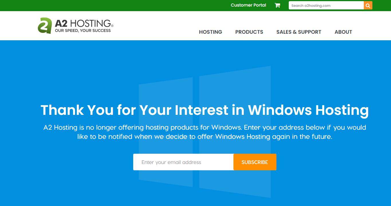 Gói Windows Hosting A2 Hosting