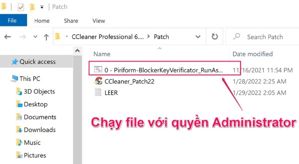 chạy file crack ccleaner pro full