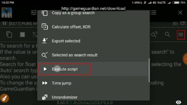 excute script pubg mobile