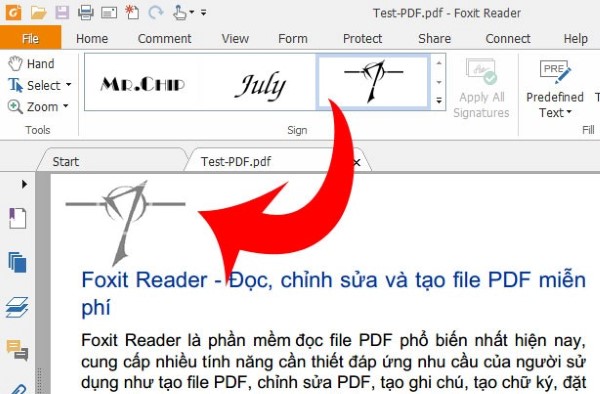 foxit reader pdf đặt chữ ký