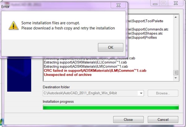 lỗi crc failed file is corrupted