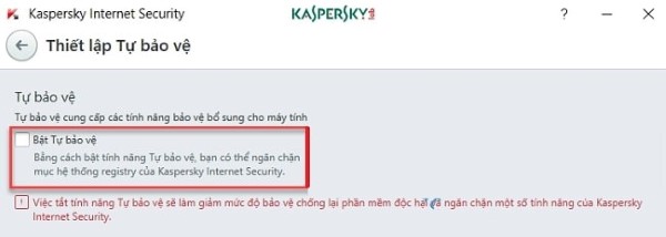 tắt bảo vệ của phần mềm kaspersky internet security