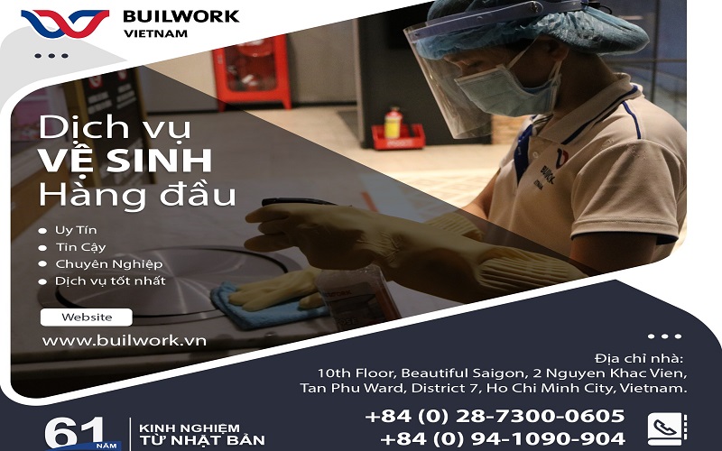 dịch vụ vệ sinh của công ty Builwork Việt Nam